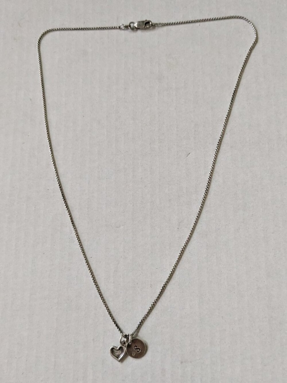 Dainty 925 Sterling Silver Italy Heart Letter "S" Necklace